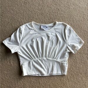 Sadie & Sage Gray Ruched Crop T-Shirt